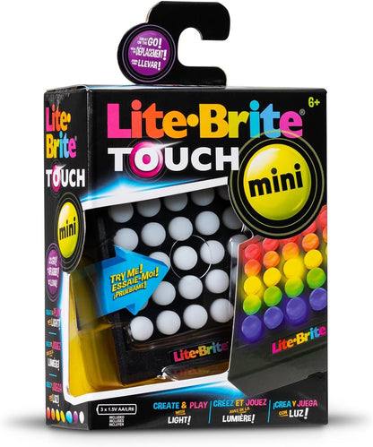 Basic Fun Lite Brite Touch Mini – Portable Light-Up Peg Art Toy for Kids | Creative LED Drawing Board with Templates