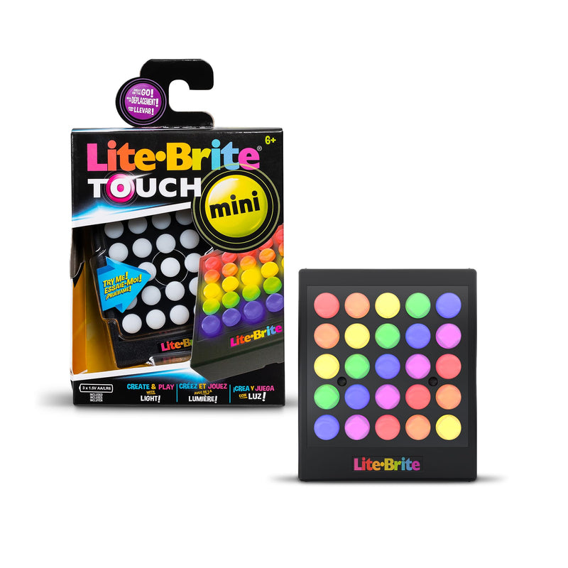 Basic Fun Lite Brite Touch Mini – Portable Light-Up Peg Art Toy for Kids | Creative LED Drawing Board with Templates