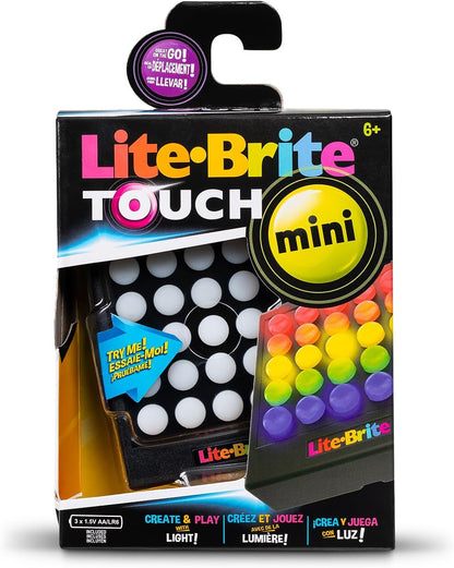 Basic Fun Lite Brite Touch Mini – Portable Light-Up Peg Art Toy for Kids | Creative LED Drawing Board with Templates