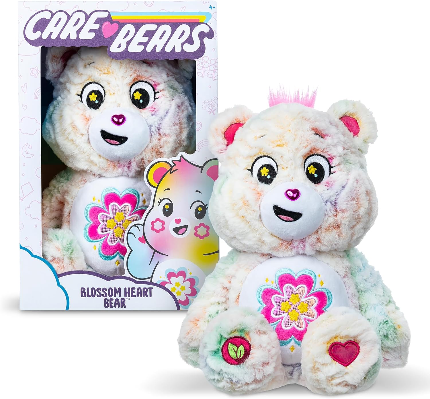 Care Bears Peluche moyenne (respectueuse de l'environnement) – Ours en forme de cœur en fleurs