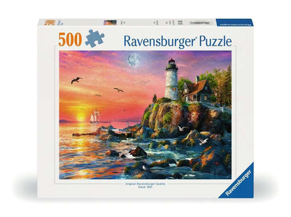 Ravensburger 12000217 - Lighthouse at Sunset - 500 pieces jigsaw puzzle – Puzzle for adults and kids age 12 years up