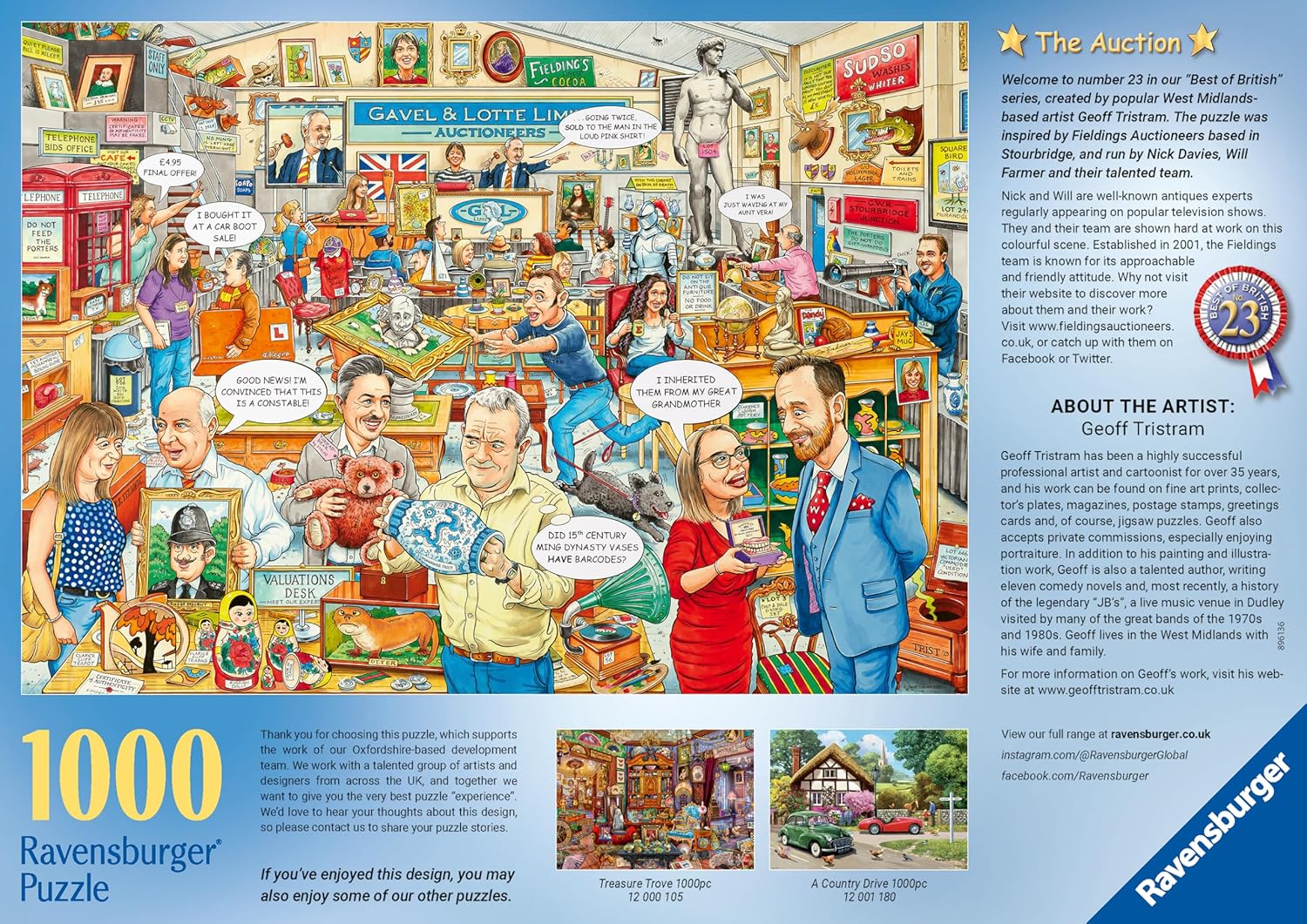 Ravensburger Best of British No.23 The Auction Puzzle de 1000 pièces pour adultes et enfants à partir de 14 ans