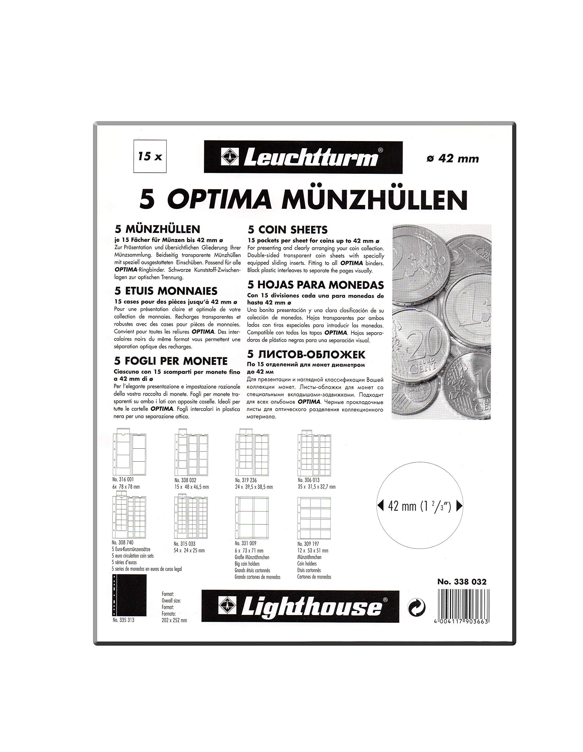 Leuchtturm - Optima Coin Sheets, for 24 Coins up To 34 Mm Clear