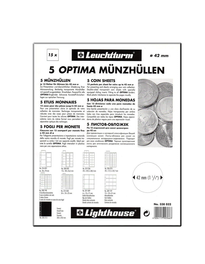 Leuchtturm - Optima Coin Sheets, for 24 Coins up To 34 Mm Clear