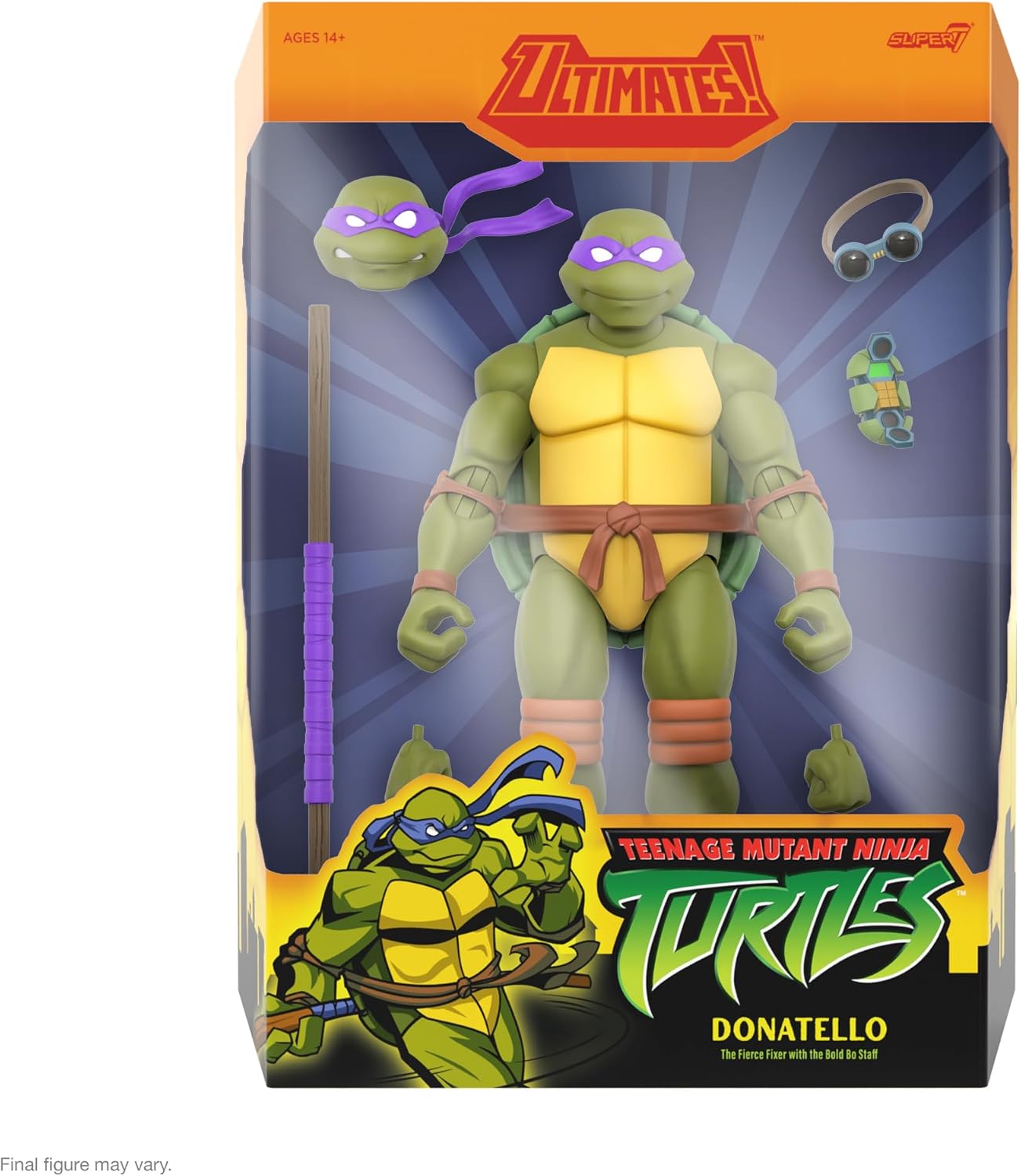 Super7 ULTIMATES! Teenage Mutant Ninja Turtles Donatello - 7" TMNT Action Figure with Accessories Classic Cartoon Collectibles and Retro Toys
