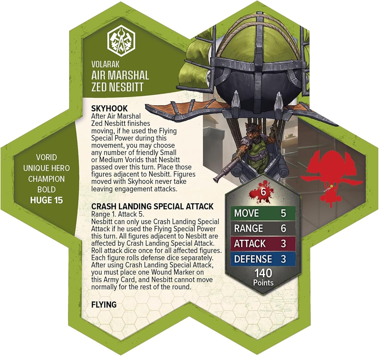 Renegade Games: Heroscape: Air Marshal Zed Nesbitt - Army Expansion, 1 Assembled Unpainted Figure & 1 Army Card, Miniatures Game Accessory, Add-On