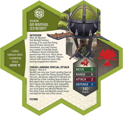 Renegade Games: Heroscape: Air Marshal Zed Nesbitt - Army Expansion, 1 Assembled Unpainted Figure & 1 Army Card, Miniatures Game Accessory, Add-On