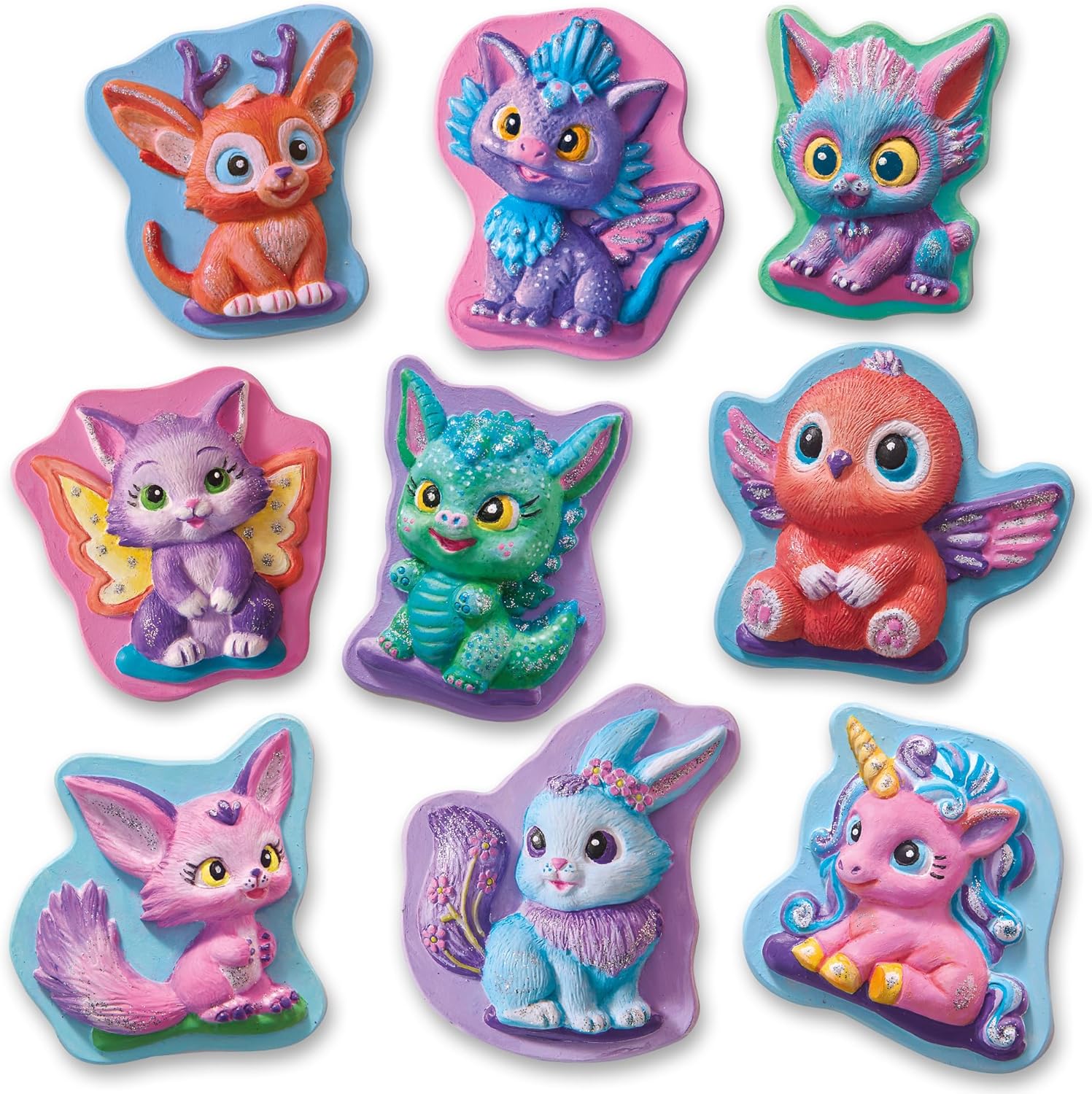 SES Creative 01342 Casting en Schilderen - Leuke fantasiefiguren - Creatieve knutselset voor kinderen vanaf 5 jaar - Maak 11 leuke figuren, waaronder draken, eenhoorns, konijnen en meer