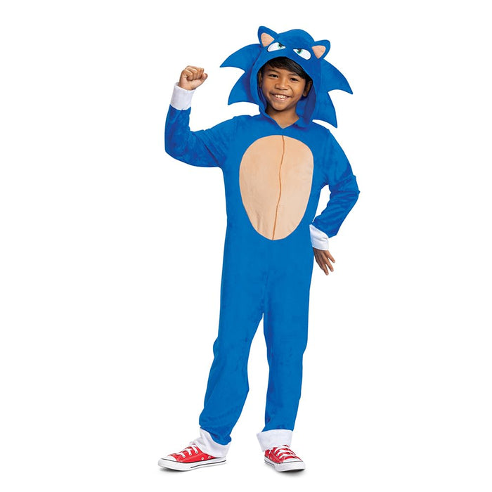 DISGUISE Sonic the Hedgehog Costume for Kids, Official Sega Licensed Product, Soft Jumpsuit with Attached Tail, Detailed Hood with Dimensional Quills and Ears, for 4-6 and 7-8 years
