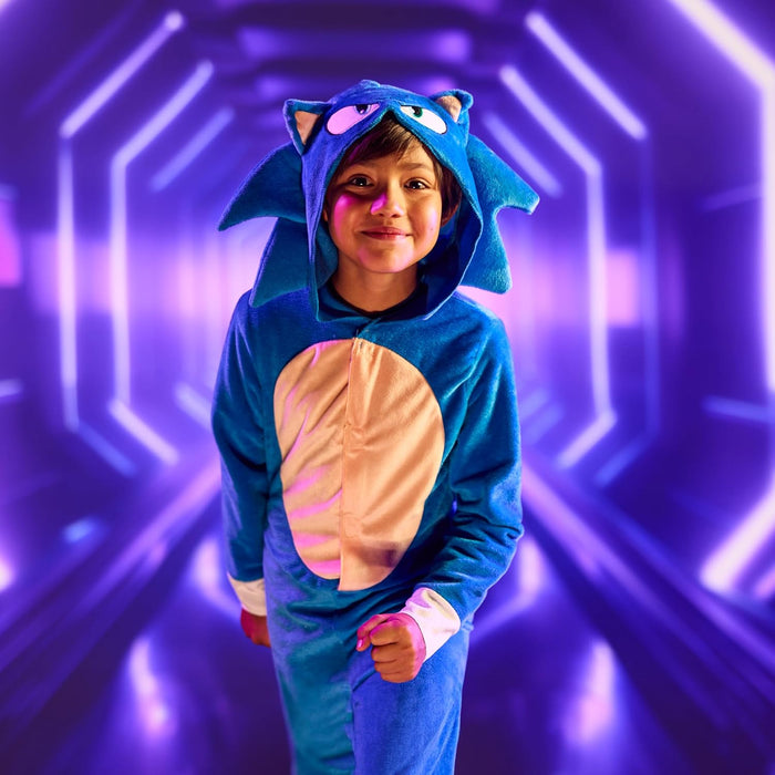 DISGUISE Sonic the Hedgehog Costume for Kids, Official Sega Licensed Product, Soft Jumpsuit with Attached Tail, Detailed Hood with Dimensional Quills and Ears, for 4-6 and 7-8 years
