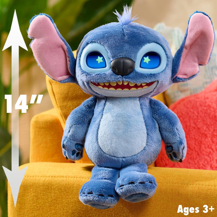 Just Play Peluche Stitch Interactive de Disney mesurant 34,3 cm de Haut, Plus de 50 Sons et Expressions, Yeux LCD expressifs, Jouets pour Enfants de 3 Ans et Plus