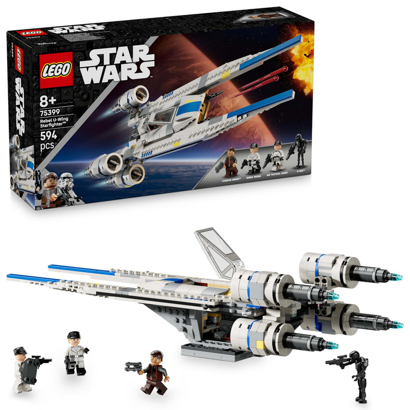 LEGO Star Wars 75399 U-Wing Starfighter Ribelle - Astronave Giocattolo da Costruire con Funzione Swing-Wing, 3 Minifigure e 1 Droide K-2SO - Regalo per Bambini da 8 Anni Fan della Stagione 2 di Andor