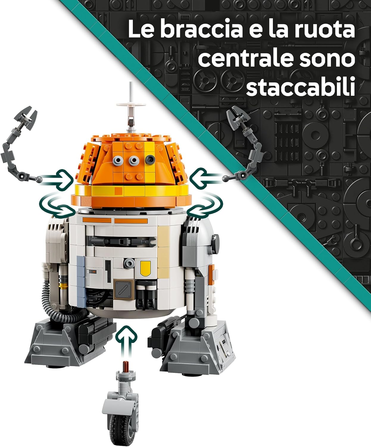 LEGO Star Wars 75416 Droide Astromecánico Chopper (C1-10P) - Juguete de Ahsoka - Figura Articulada - Cabeza Móvil Activada por Palanca y Extremidades Ajustables - Regalo para Niños y Niñas de 10+ Años