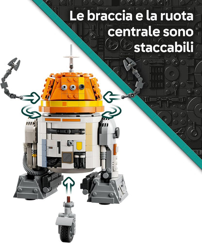LEGO Star Wars 75416 Droide Astromecánico Chopper (C1-10P) - Juguete de Ahsoka - Figura Articulada - Cabeza Móvil Activada por Palanca y Extremidades Ajustables - Regalo para Niños y Niñas de 10+ Años