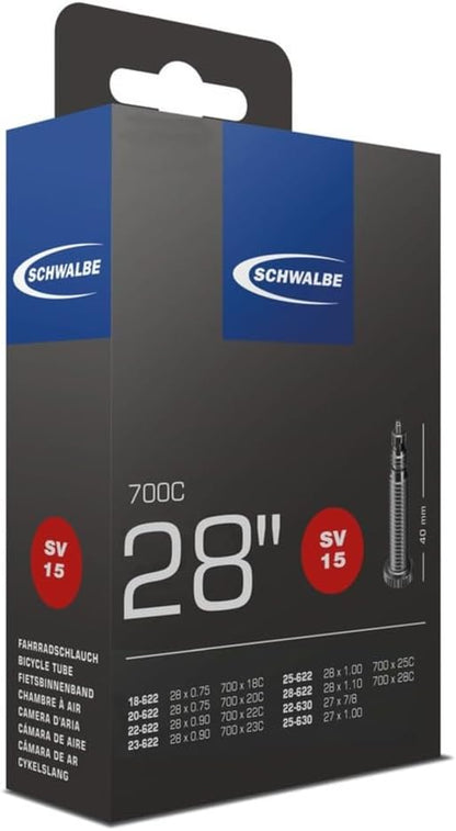 Schwalbe Unisex – Erwachsene SV 15 in Folie Schlauch, schwarz, 28x3/4-1 1/8"