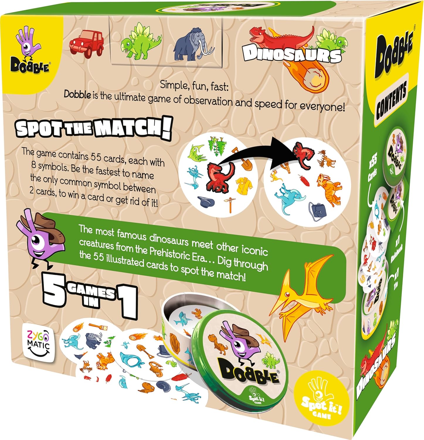 Asmodee | Dobble Dinosaurs | Family Card Game | Ages 4+ | 2-8 Players | 15 Minutes Playing Time