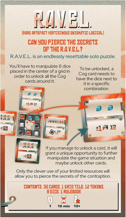 RAVEL Puzzle Game - Unique Solo Dice Manipulation Challenge with Endless Replayability! Strategy Game for Kids & Adults, Ages 10+, 1 Player, 10 Minute Playtime, Made