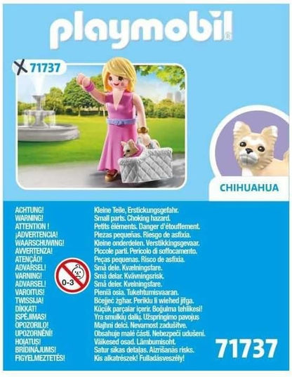 PLAYMOBIL 71737 Dame avec Chihuahua et panier transport