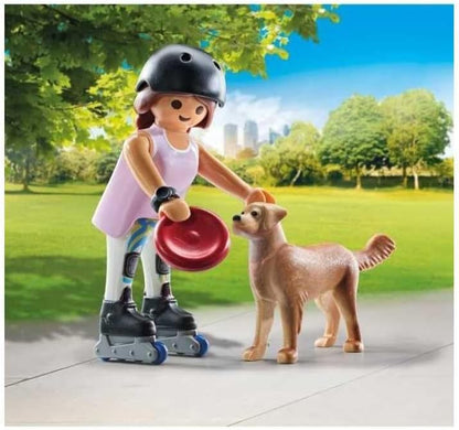PLAYMOBIL 71739 Jeune fille rolleuse avec Retriever