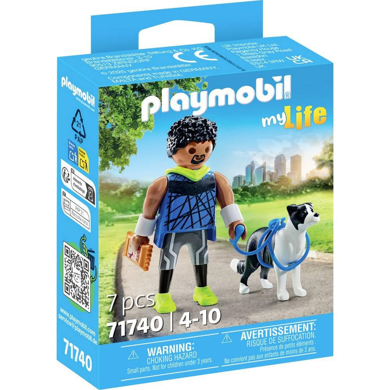 PLAYMOBIL 71740 Homme sportif avec Border Collie