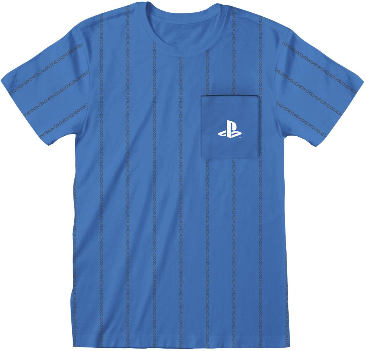 Playstation Striped Pocket Logo Männer T-Shirt blau Fan-Merch, Gaming