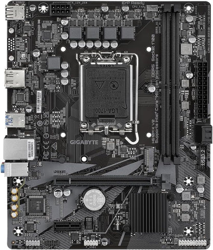GIGABYTE H610M K V2 Motherboard - Intel Core 14th CPUs, up to 5600MHz DDR5, 1xPCIe 3.0 M.2, 1GbE LAN, USB 3.2 Gen 1