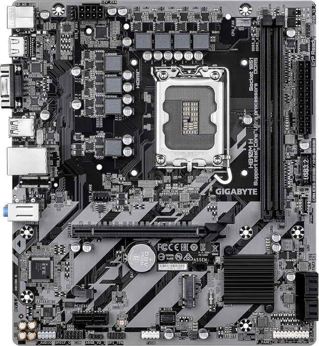 GIGABYTE H810M H Motherboard - Intel Core Ultra (Series 2) CPUs, 4+1+2 Phases VRM, up to 6400MHz DDR5, 1xPCIe 4.0 M.2, 1GbE LAN, USB 3.2 Gen 1