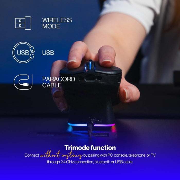 Endorfy LIV Plus Wireless Gaming Mouse, Wireless Mouse, Charging Station Included, Ultralight Construction (69g), Up to 26,000 DPI, PixArt PAW3395, 2.4GHz, BT, USB-A, EY6A016