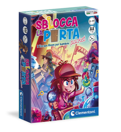 Clementoni - Sblocca la Porta Città Versione Pocket, Gioco di Carte, Escape Room Tascabile per Bambini 8+ Anni e Adulti, con 3 Ambientazioni, 1-6 Giocatori, Made in Italy, Lingua Italiana, 16569