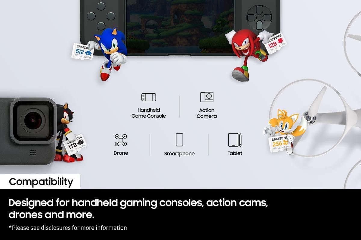 Samsung Memorie MB-MD1T0SA Sonic PRO Plus Scheda MicroSD per Console Gaming, Action Cam e Droni da 1TB, UHS-I U3, Fino a 180MB/s
