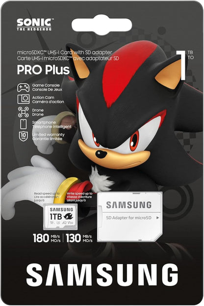 Samsung Memorie MB-MD1T0SA Sonic PRO Plus Scheda MicroSD per Console Gaming, Action Cam e Droni da 1TB, UHS-I U3, Fino a 180MB/s