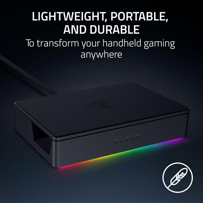 Razer Handheld Dock Chroma - 6-Port HDMI & USB Charging Hub for mobile gaming or tablet devices (3x USB A, 1x HMDI, 1 USB-C 100W Passthrough Chargin, 1x GbE) Black