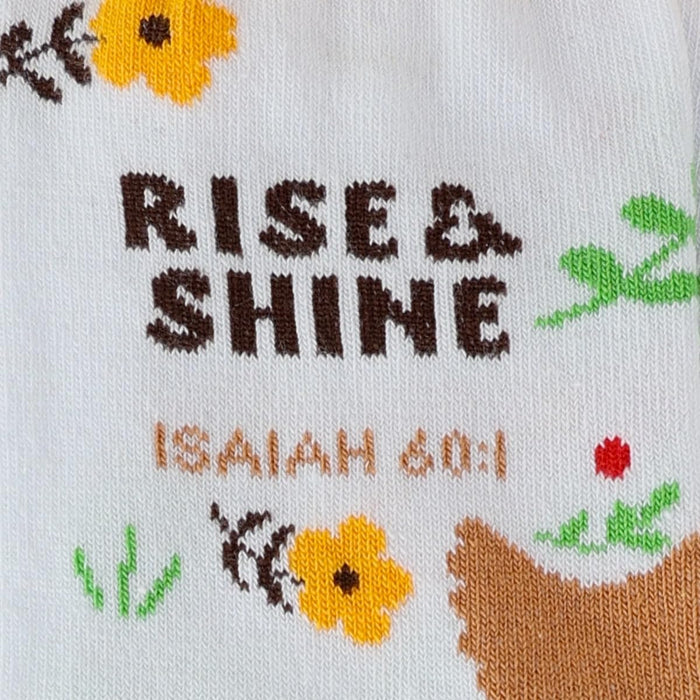 Kerusso - Rise And Shine Chickens - Isaiah 60:1 - Cotton Blend Women's Crew Socks, One Size Fits Most, Multicolor, One Size