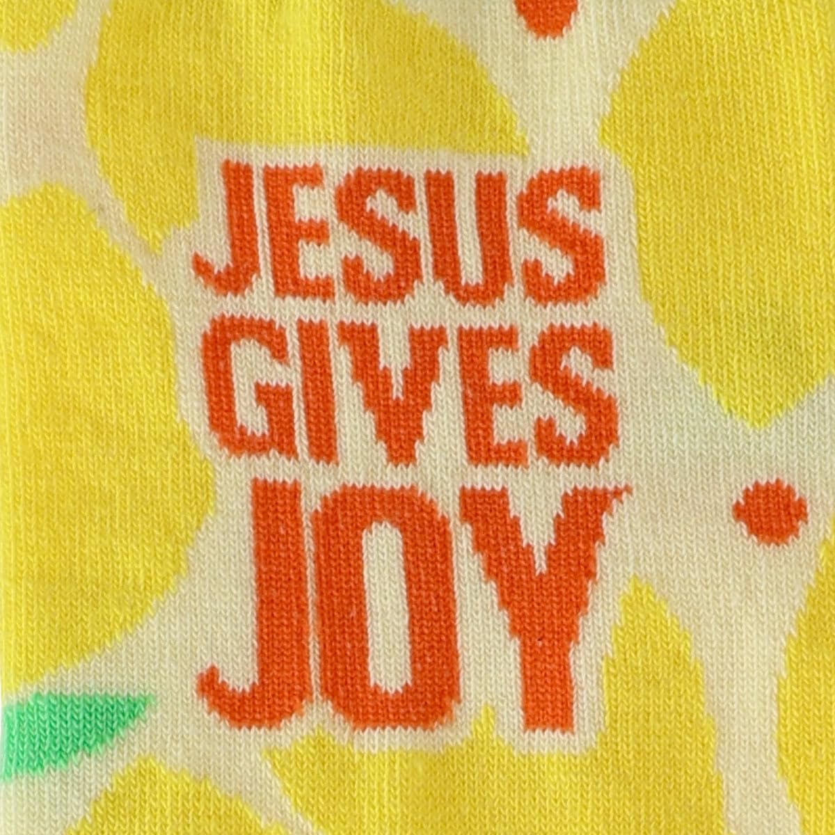 Kerusso - Jesus Gives Joy - Lemon Yellow Cotton Blend Women's Crew Socks, One Size Fits Most, Lemon Yellow, One Size