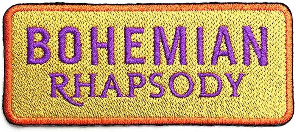 Queen Patch Bohemian Rhapsody Official Yellow Embroidered woven iron on Taglia unica