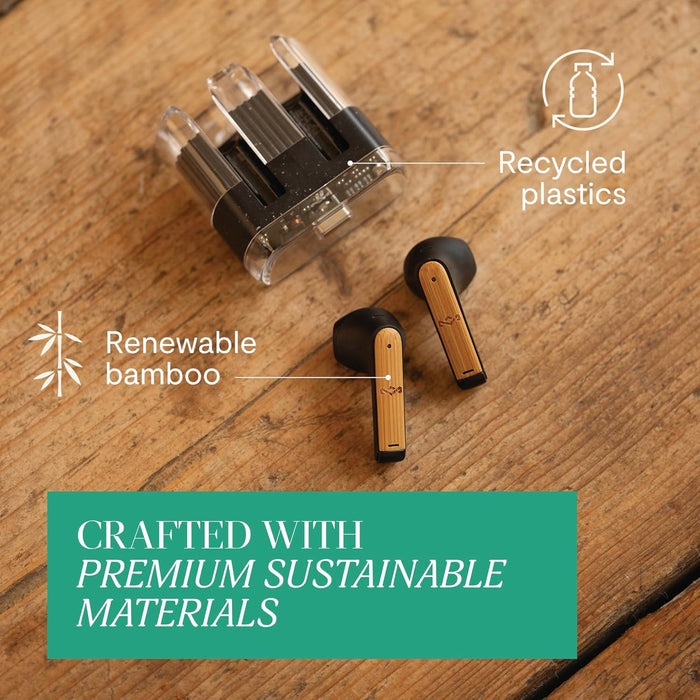 Marley House of Zion True Wireless Bluetooth Earbuds - Auricolari con Microfono Integrato, 16 Ore di Autonomia, Cuffie In-Ear, Custodia per Auricolari USB-C, Materiali Sostenibili