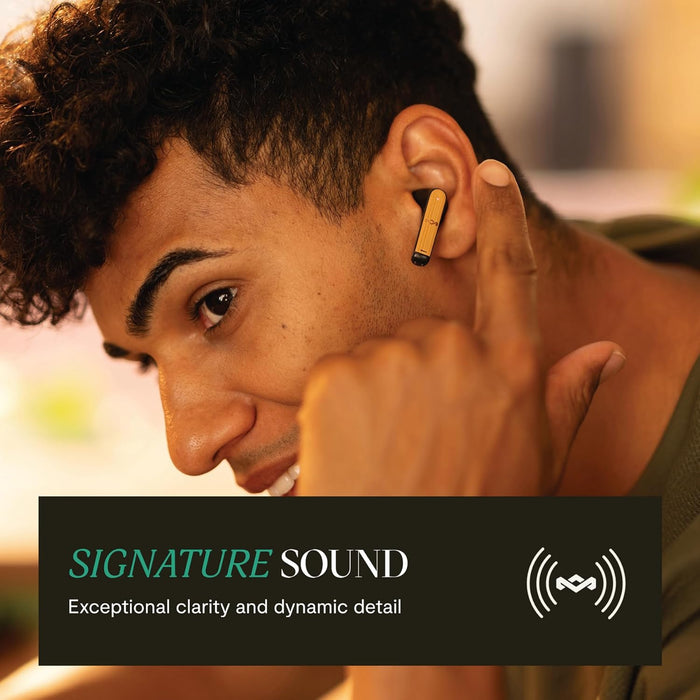 Marley House of Zion True Wireless Bluetooth Earbuds - Auricolari con Microfono Integrato, 16 Ore di Autonomia, Cuffie In-Ear, Custodia per Auricolari USB-C, Materiali Sostenibili