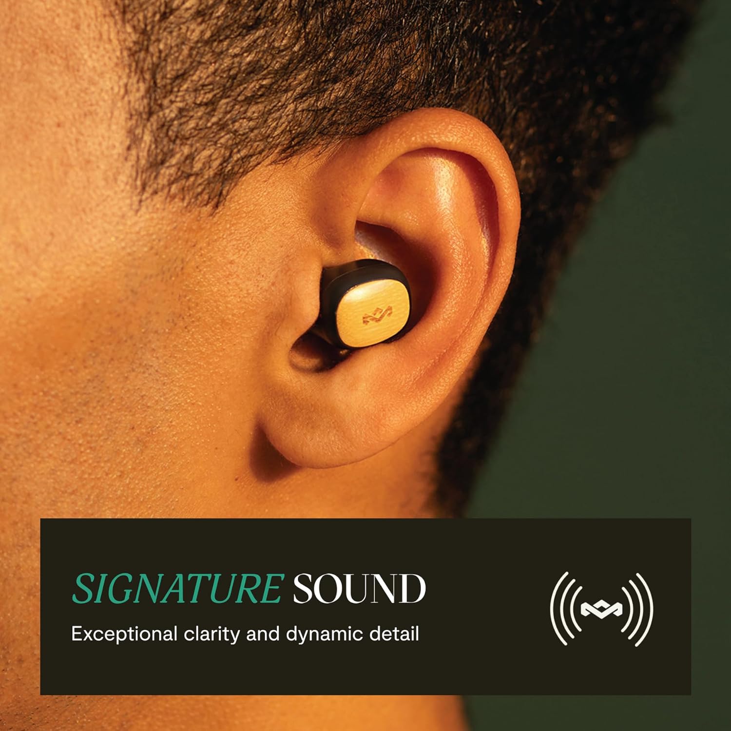 House of Marley Smile Jamaica True Wireless Earbuds - Mini Auricolari Bluetooth, 14 Ore di Autonomia, Cuffie In-Ear, Auricolari TWS con Custodia di Ricarica, Materiali Sostenibili