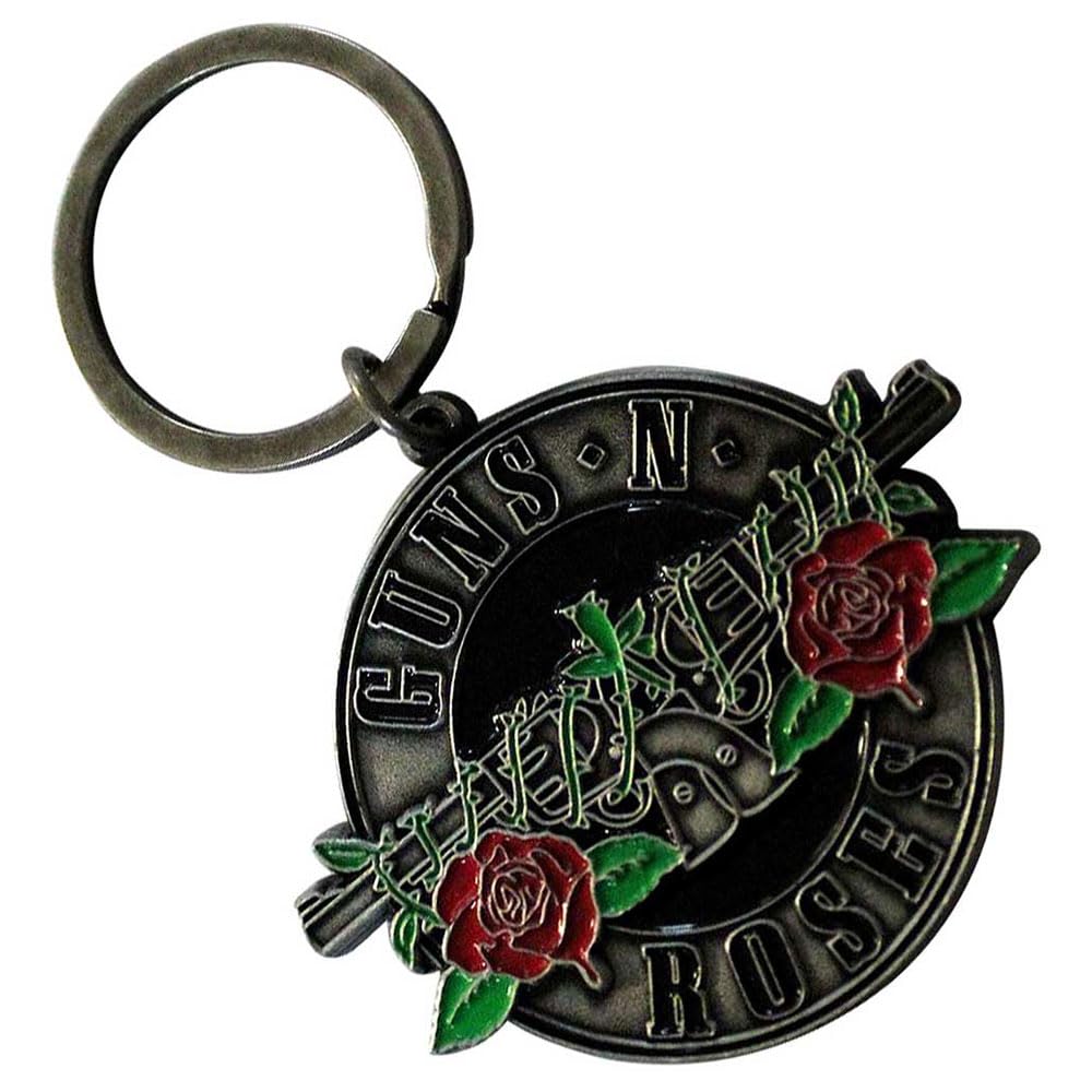 Rock Off officially licensed products Guns N' Roses Silver Circle Band Logo Keychain One Size