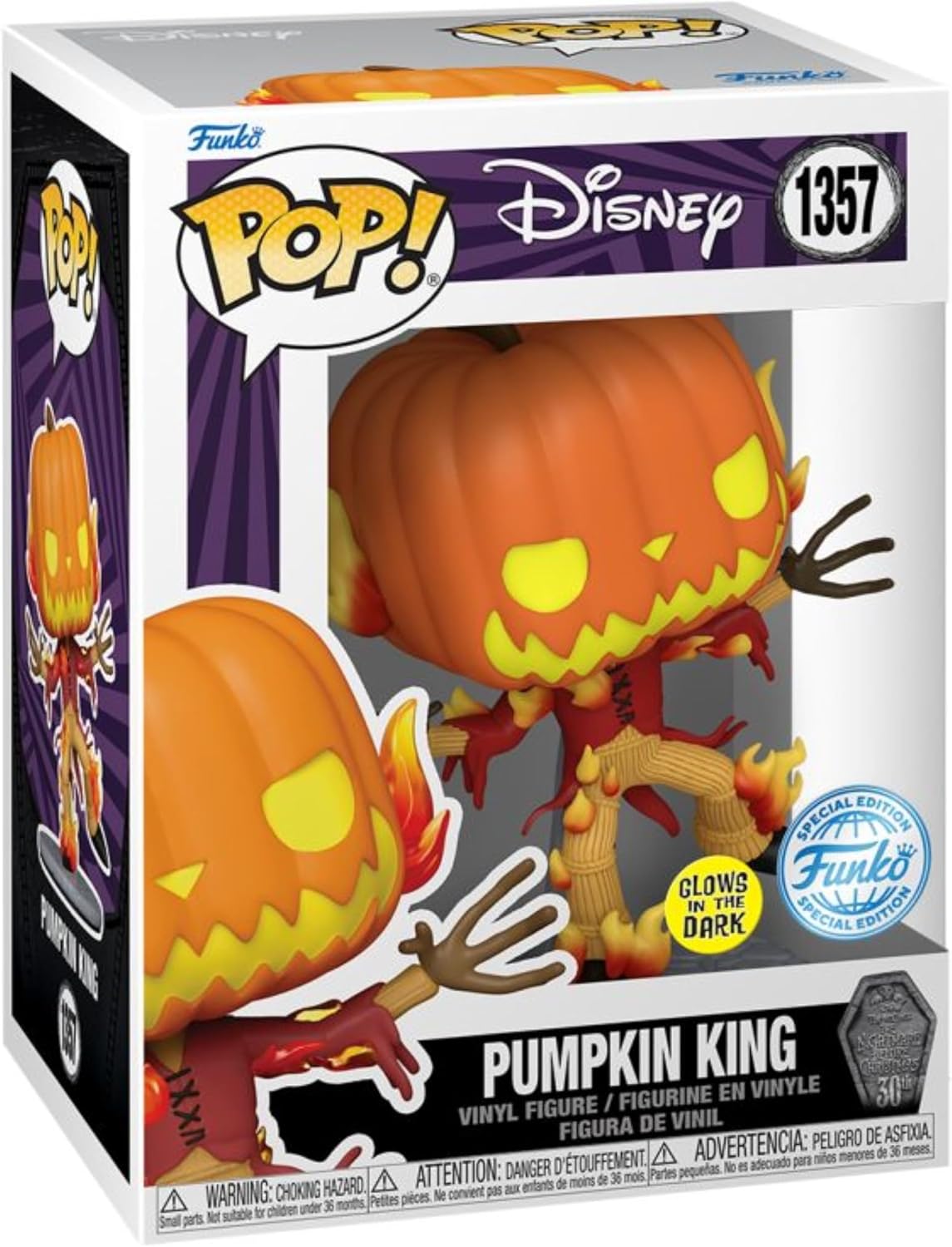 Nightmare Before Christmas 30Th Anniversary Pop! Disney Vinyl Figure Pumpkin King(Gw) 9 Cm