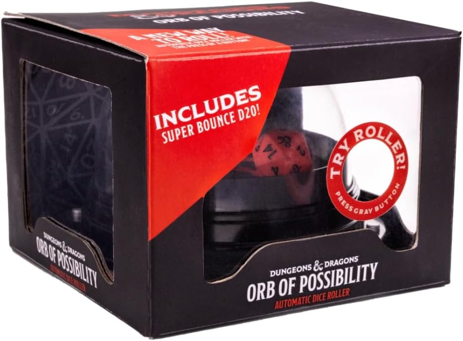 D&D Orb of Possibility Dice Roller with Silicone d20, Removable lid