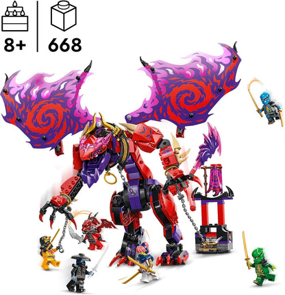 LEGO NINJAGO Thunderfang Dragon of Chaos Toy with 6 Ninja Warriors Minifigures - Good vs Evil Role Play Building Set for 8+ Year Old Boys & Girls - Gifts for Dragons Rising Show Fans - 71832