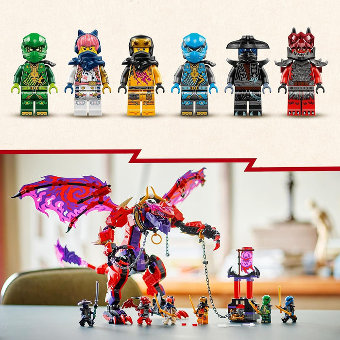 LEGO NINJAGO Thunderfang Dragon of Chaos Toy with 6 Ninja Warriors Minifigures - Good vs Evil Role Play Building Set for 8+ Year Old Boys & Girls - Gifts for Dragons Rising Show Fans - 71832