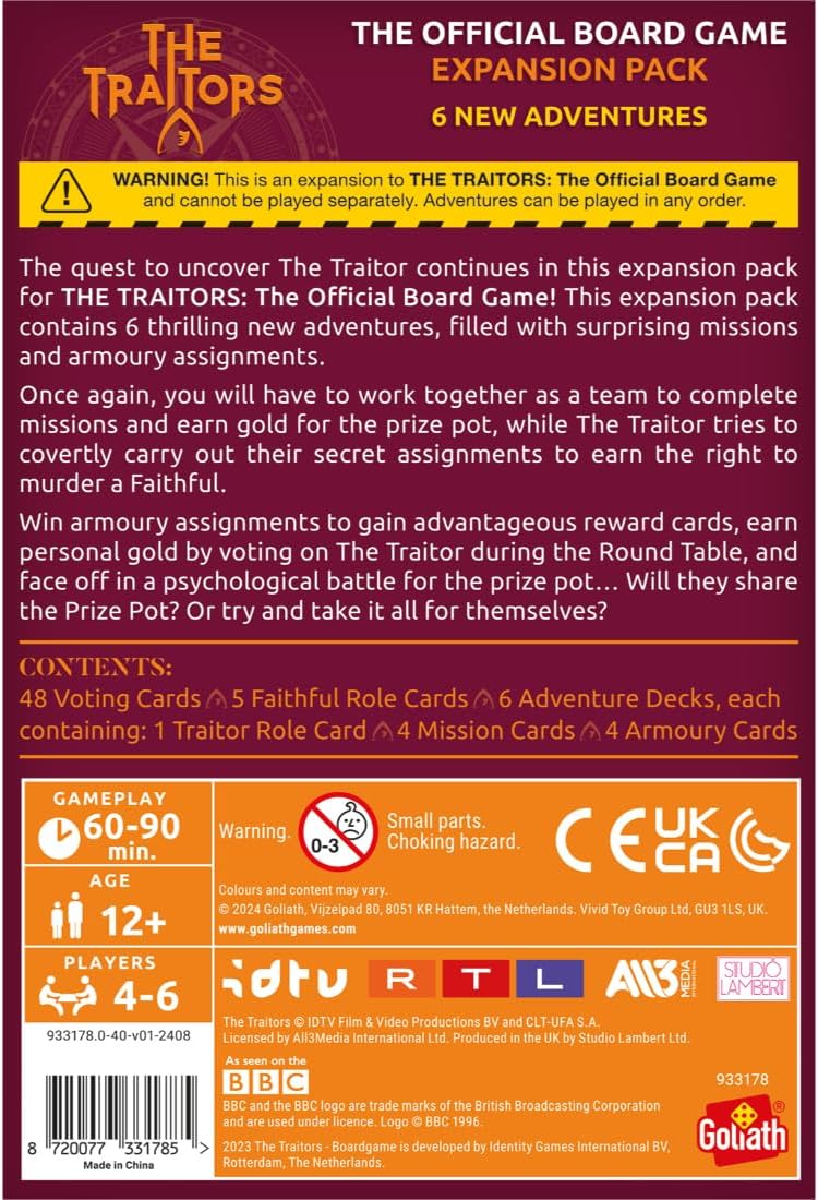 Goliath Games Presents: The Traitors - Official Board Game (Expansion Pack) | Based on the Hit BBC Show | 6 Thrilling New Adventures | For 4-6 Players | Ages 12+