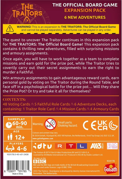 Goliath Games Presents: The Traitors - Official Board Game (Expansion Pack) | Based on the Hit BBC Show | 6 Thrilling New Adventures | For 4-6 Players | Ages 12+