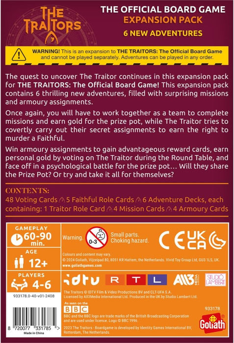 Goliath Games Presents: The Traitors - Official Board Game (Expansion Pack) | Based on the Hit BBC Show | 6 Thrilling New Adventures | For 4-6 Players | Ages 12+