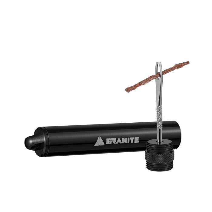 Granite Suture Reifenreparaturset, Kompaktes Tubeless-Pannenset mit 2 Größen Reifenplugs, Repariert MTB- und Rennradreifen (Schwarz