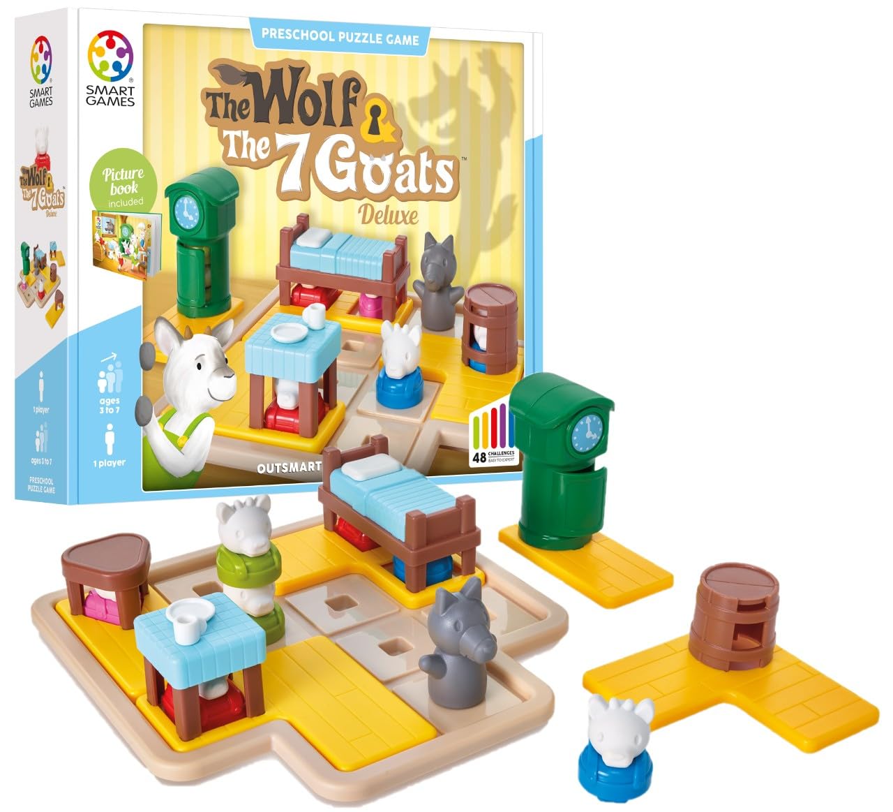 SmartGames - Wolf and 7 Goats - Educatief puzzelspel - Hersenbreker - Logica en denkuitdagingen op meerdere niveaus - 1 speler - Meertalig - SG 027
