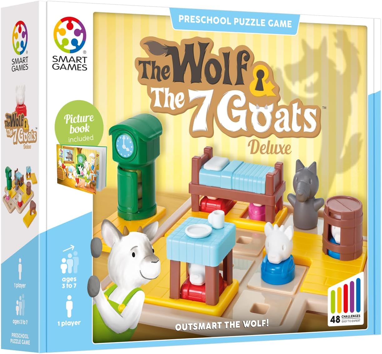 SmartGames - Wolf and 7 Goats - Educatief puzzelspel - Hersenbreker - Logica en denkuitdagingen op meerdere niveaus - 1 speler - Meertalig - SG 027