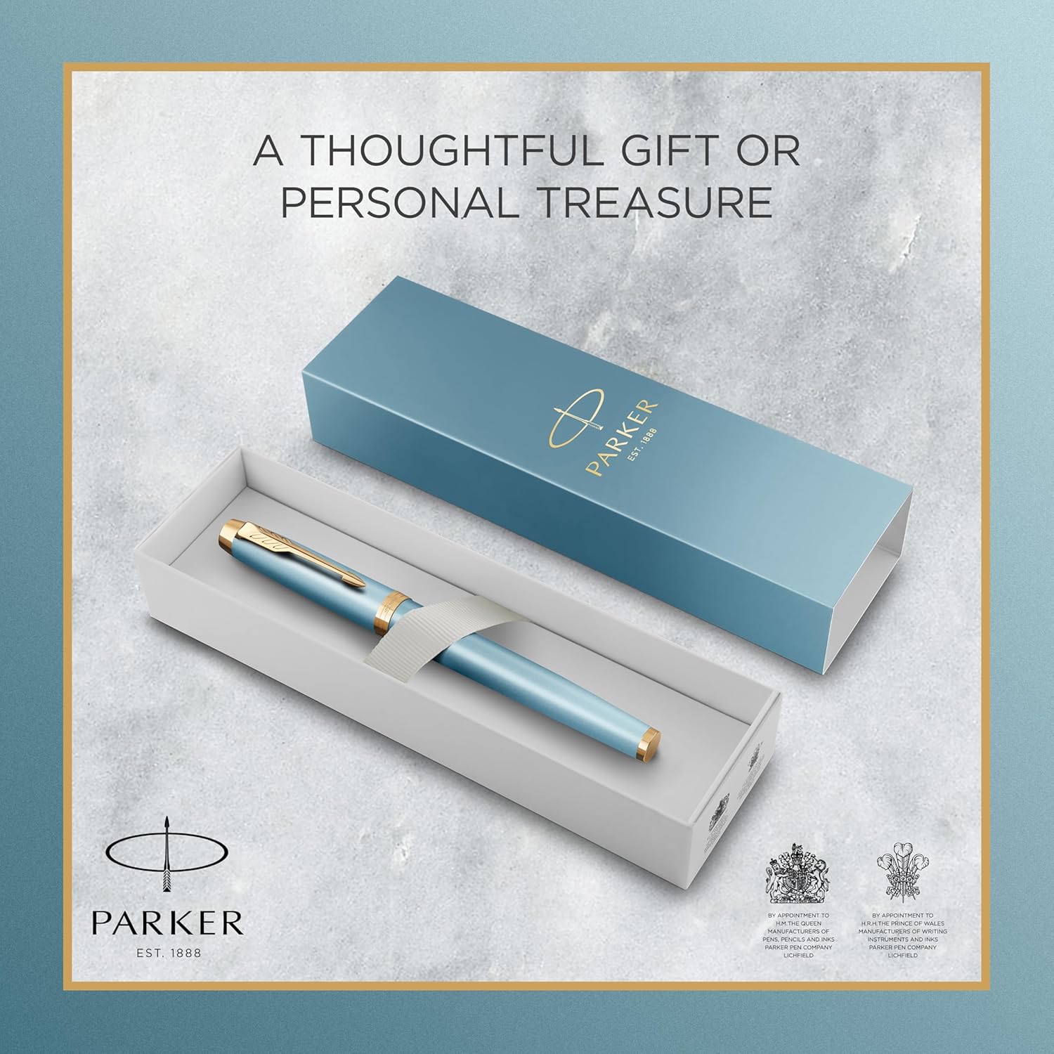 Parker Penna stilografica IM Writing Rituals, finitura turchese- verde con sfumatura, puntale dorato, punta media, inchiostro blu, confezione regalo